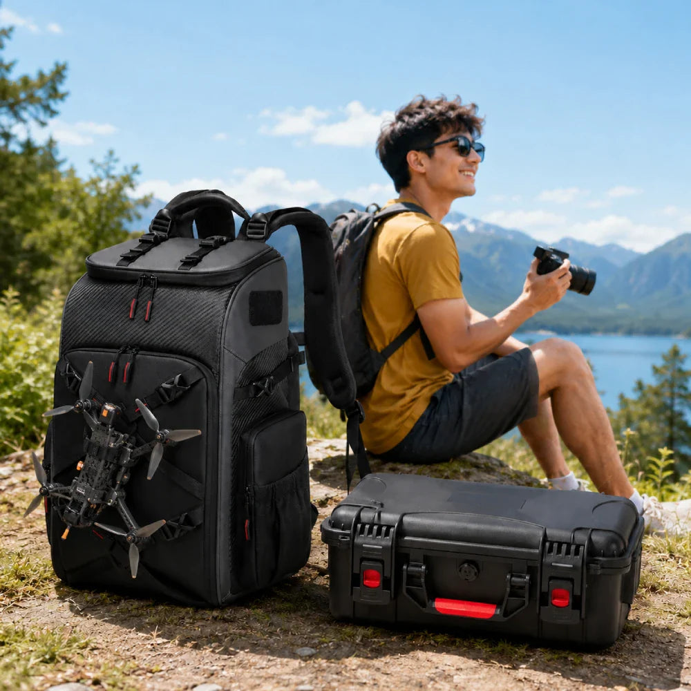 Camera bags and cases for drones, action cameras, memory cards, filters and creator gear storage