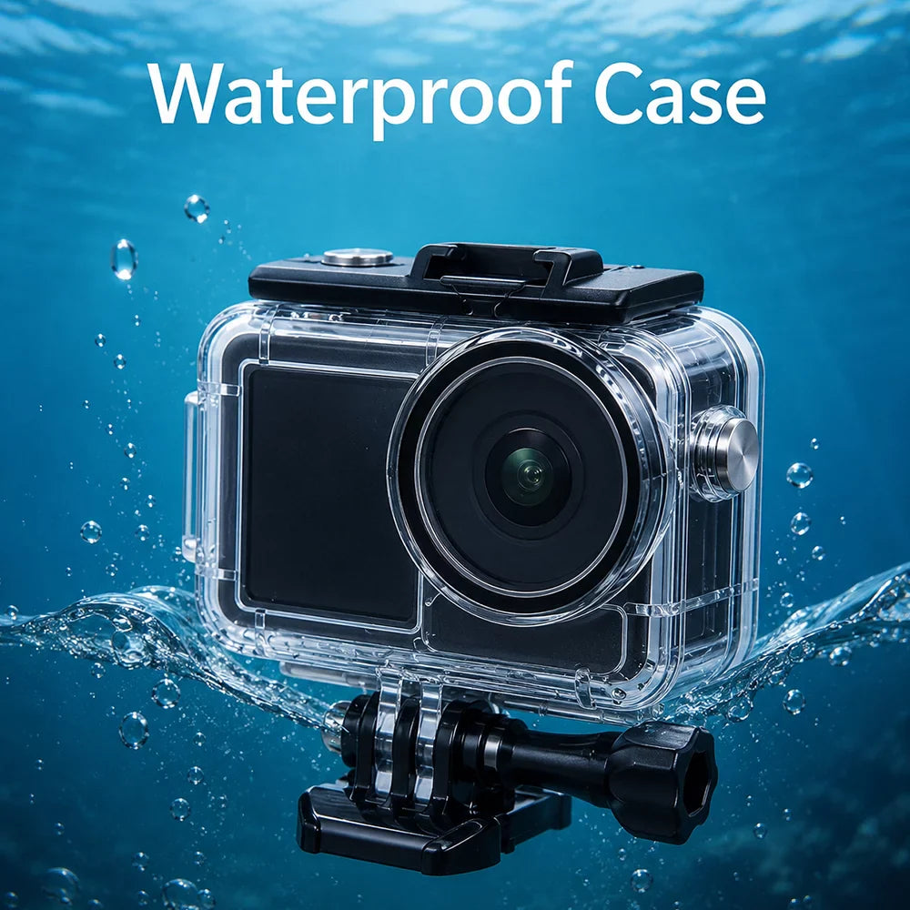 Waterproof cases and diving housings collection for DJI Action, DJI Osmo Pocket, DJI Osmo Nano 360, Insta360, GoPro and phone water sports shooting.