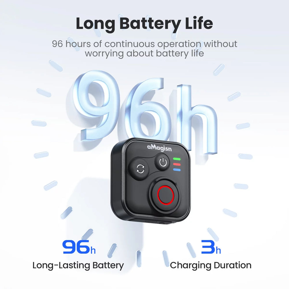 96 hours long-lasting battery life and 3h fast charging for action camera remote.