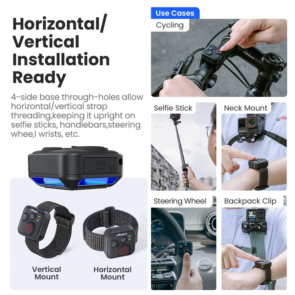 Versatile mounting options: Vertical and Horizontal wrist mount for vlogging.
