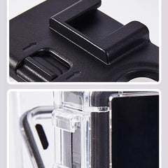 Professional dual cold shoe mounts for lights and mics on Action 5 Pro case.