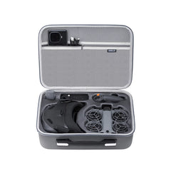 Internal layout of DJI Neo 2 case with Goggles N3, Motion 3, and batteries.