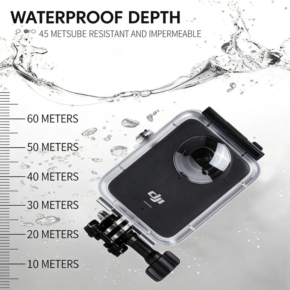 Demonstration of DJI Osmo 360 case performing at 45 meters depth.