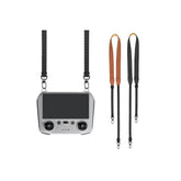 Premium leather DJI RC neck strap in brown and black.