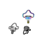 DJI RC2 quick release neck strap screw in silver, black, and rainbow colors.