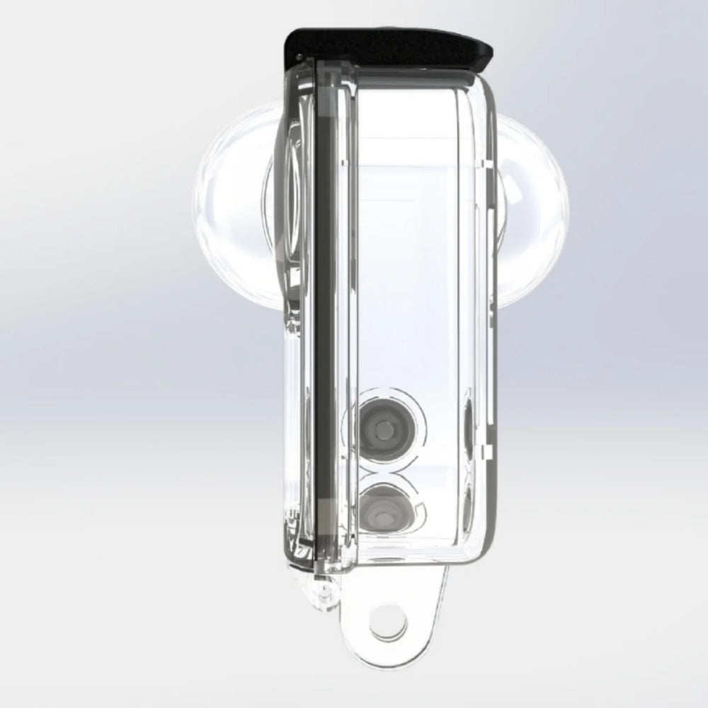 Side profile of the GoPro MAX protective underwater case.