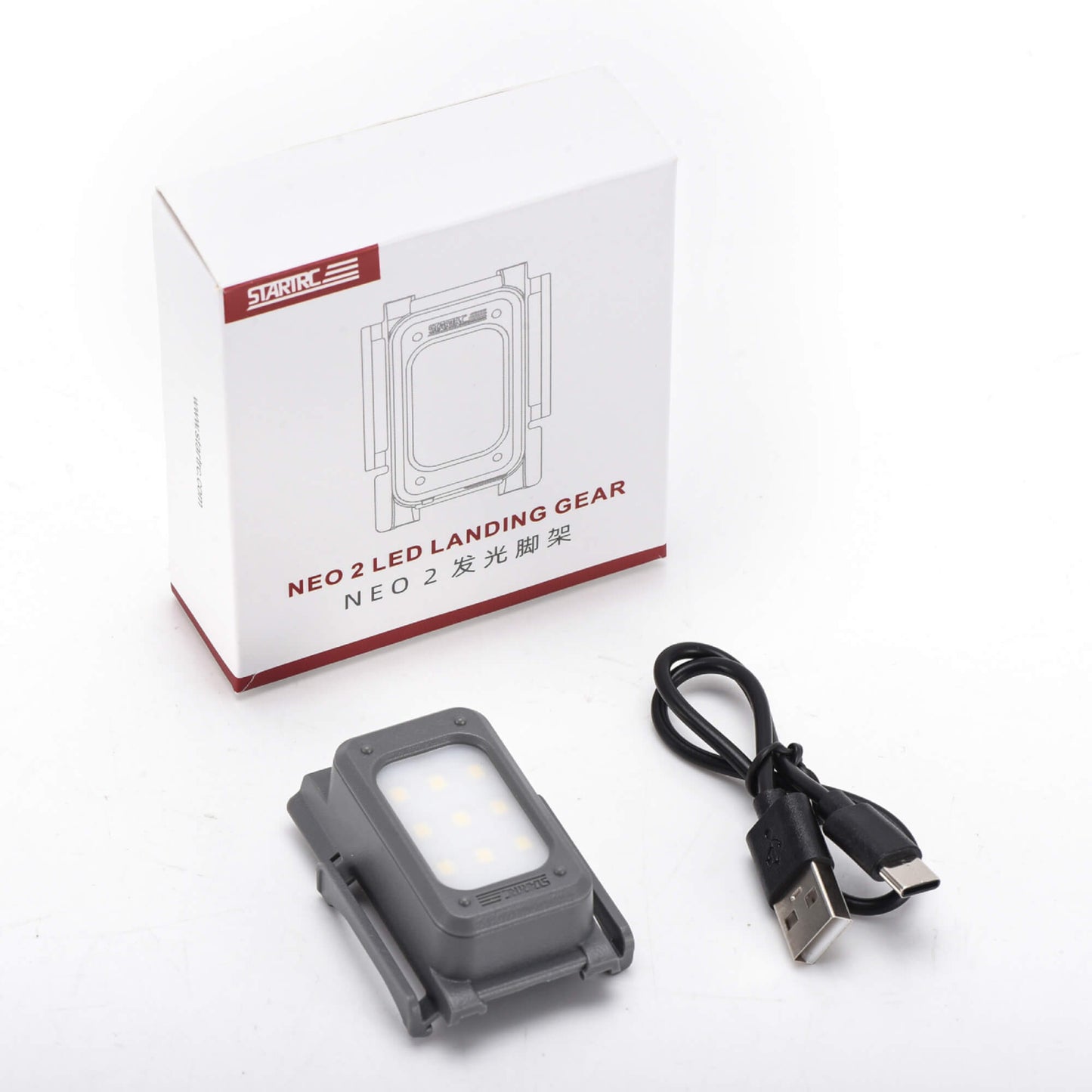 Package contents of STARTRC LED landing gear for DJI NEO 2