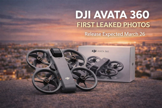Cinematic hero image of the DJI Avata 360 drone, featuring its dual 8K lenses for immersive 360-degree FPV flight.