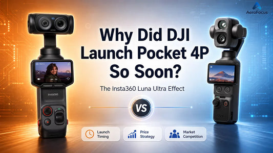 Blog cover showing DJI Osmo Pocket 4P vs Insta360 Luna Ultra, focused on launch timing, pricing strategy, and market competition