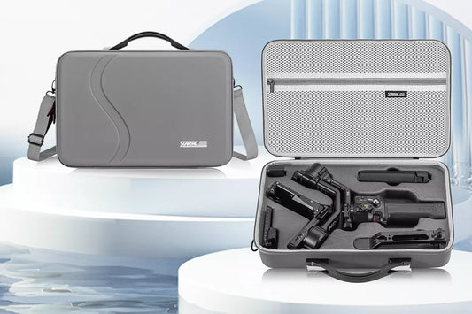 DJI RS5 carrying case storage layout with compartments for gimbal and accessories