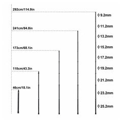 9-section carbon fiber selfie stick extending up to approximately 292cm