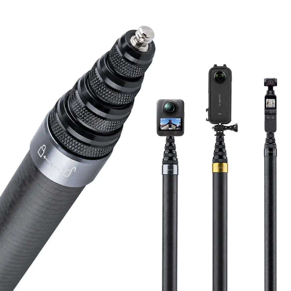 3M invisible selfie stick with 360 camera for third-person shooting