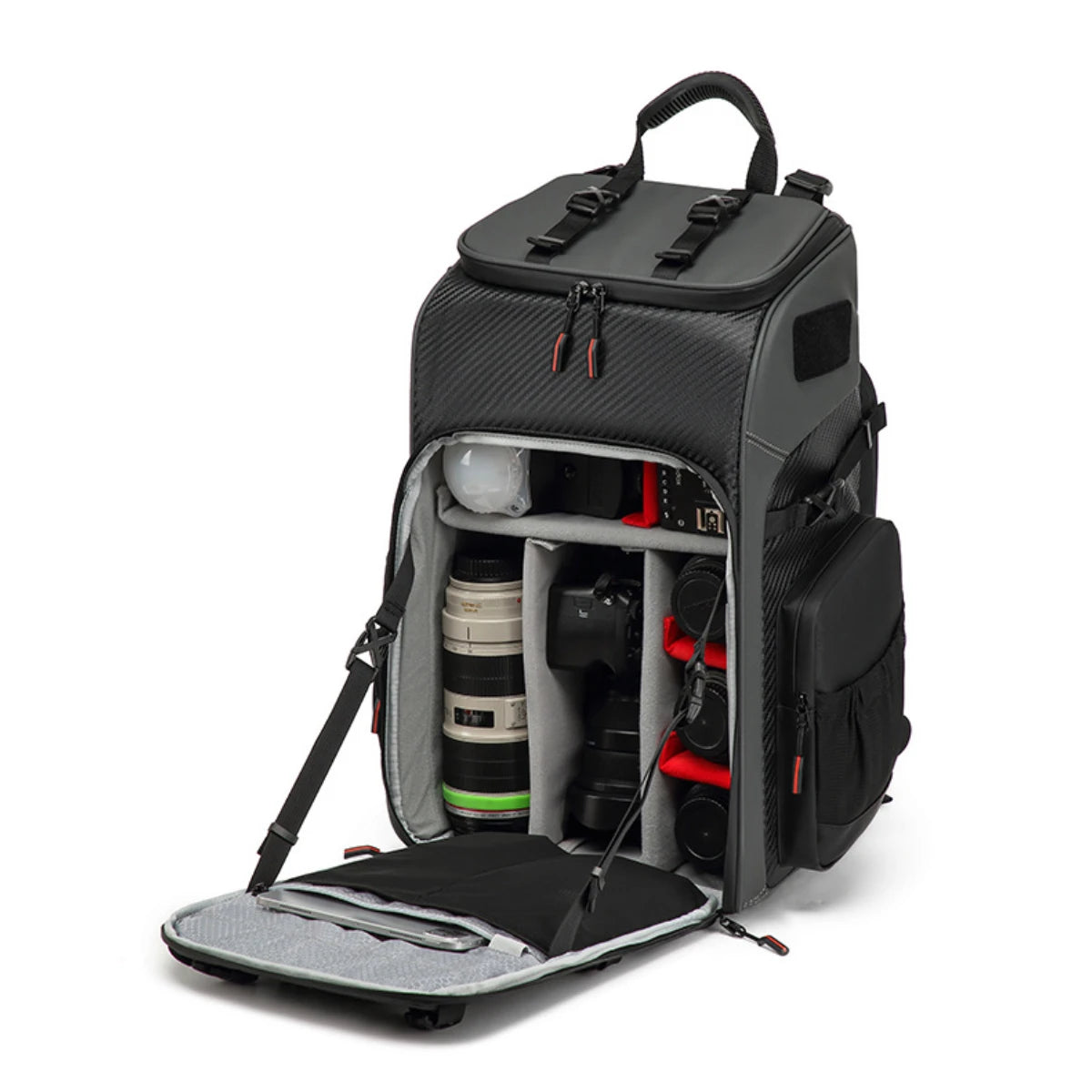 40L FPV drone backpack internal storage layout for drones cameras and accessories