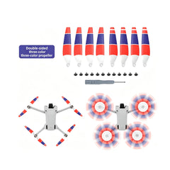 Patriotic white, red, and blue tri-color propellers for DJI Mini 4 Pro.