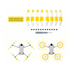 Yellow and white dual-color replacement propellers for DJI Mini series.