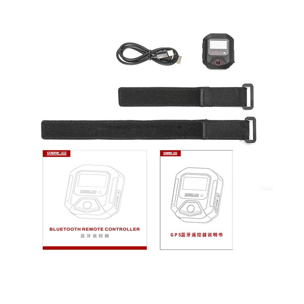 Product package includes GPS remote, wrist strap, USB-C cable, and user manual.