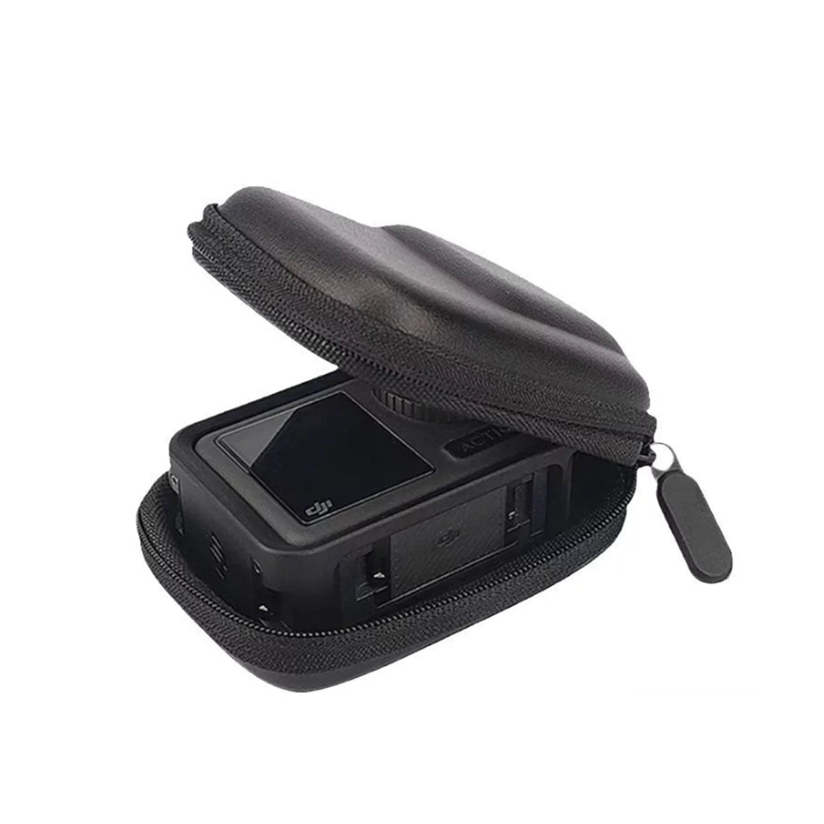 Soft interior lining of the DJI Action 6 protective storage bag.