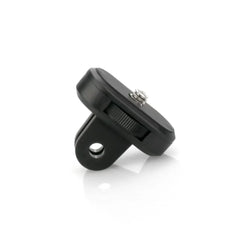 Close-up of the standard 1/4 inch screw adapter for action cameras.