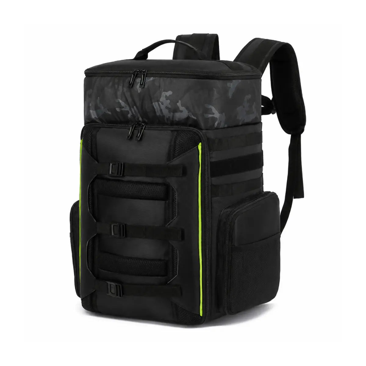 AeroFocus 33L FPV drone backpack with side access laptop compartment and external drone carrying straps
