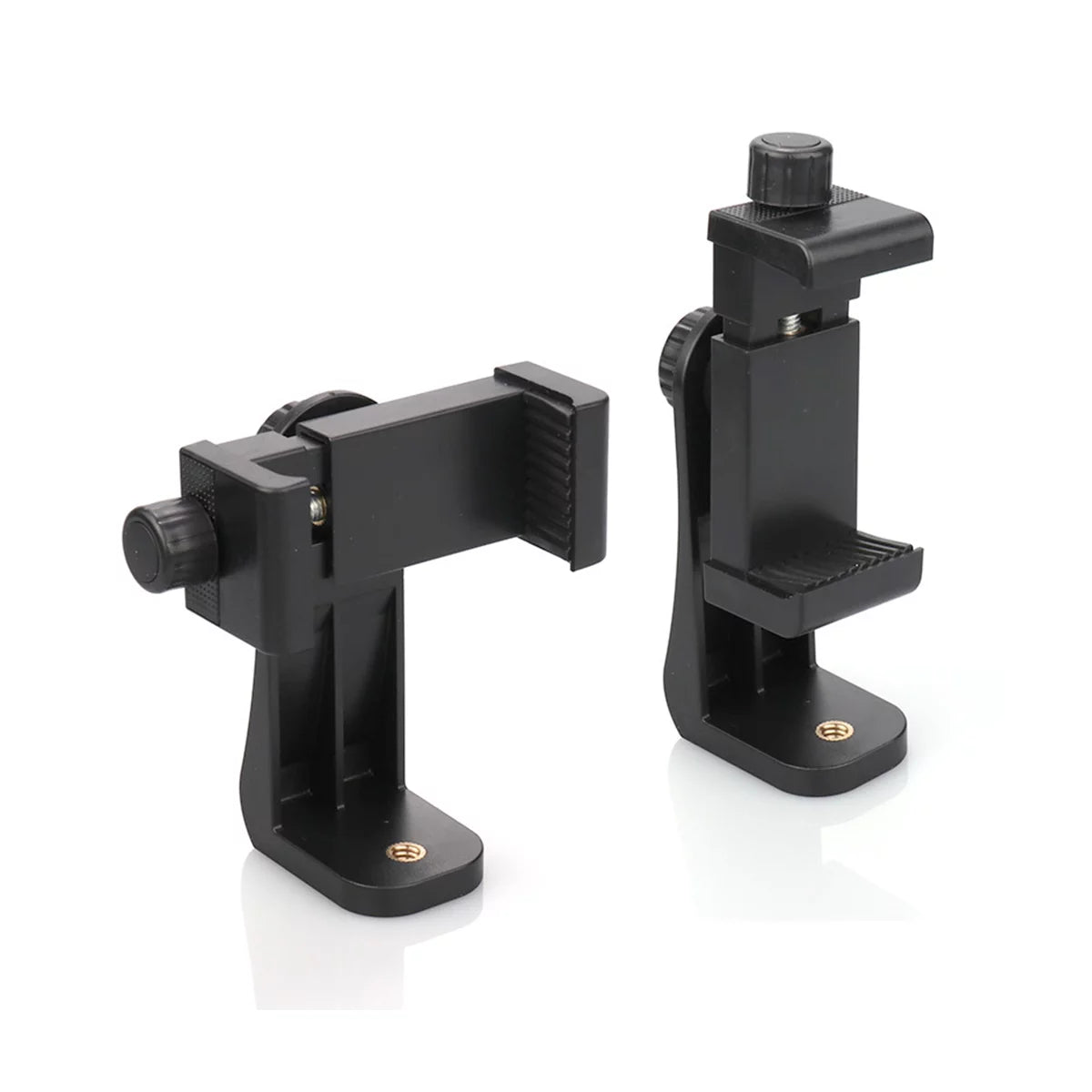 360 rotating phone clamp holder with universal 1/4 screw mount for tripod selfie stick and mobile photography