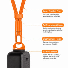 AeroFocus 6 mm polyester camera wrist strap with zinc alloy swivel hook and self-locking buckle