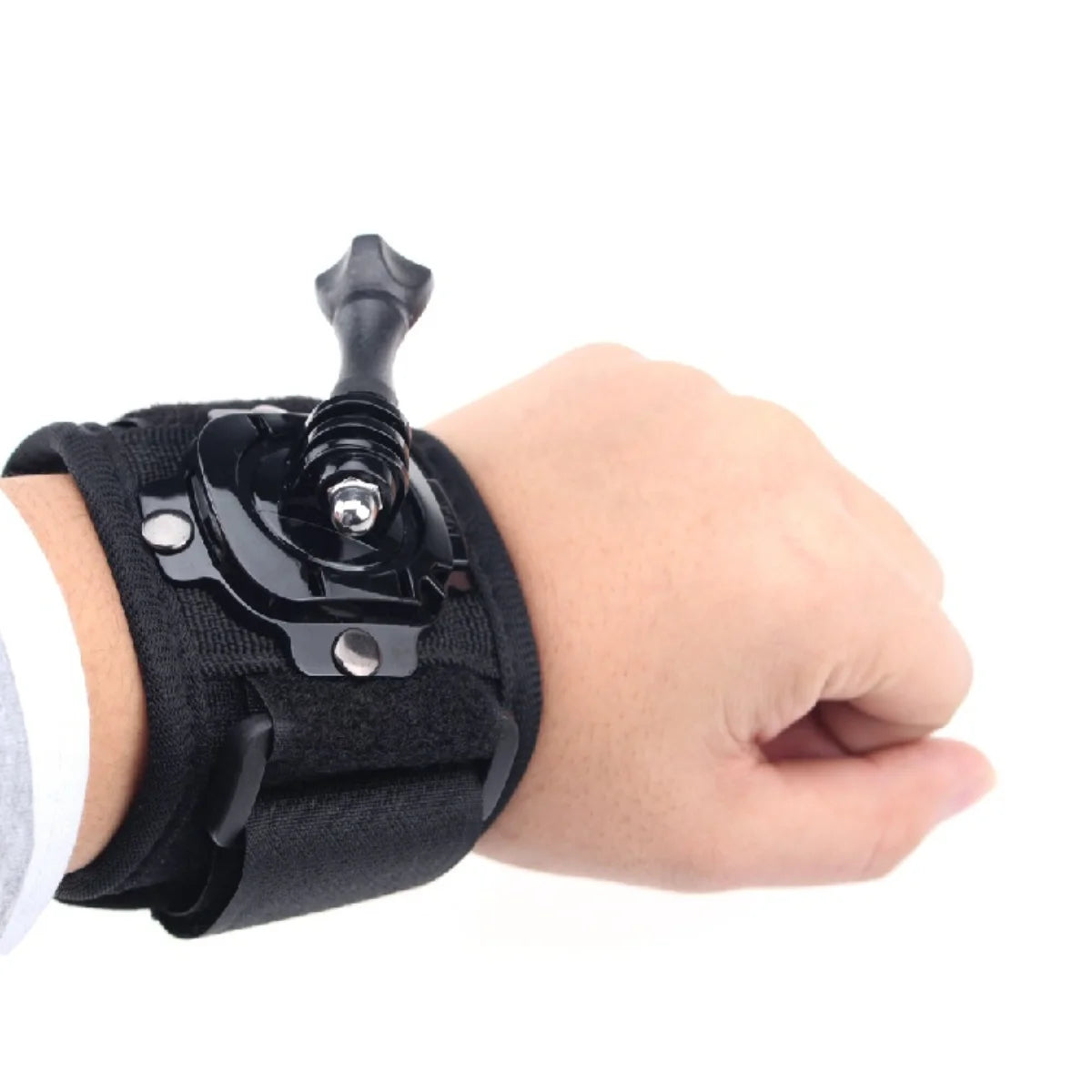 action camera wrist strap mount worn on wrist for hands-free outdoor recording