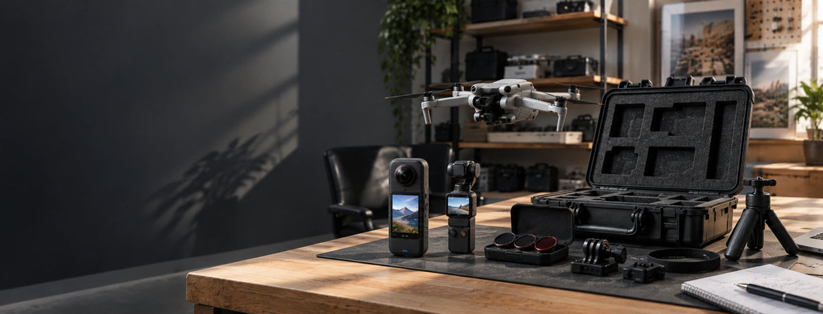 AeroFocus B2B drone and camera accessory solutions with custom carrying case, action cameras and product sourcing setup