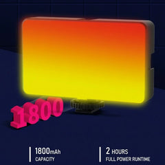 Rectangular camera fill light with 1800mAh battery and up to 2 hours runtime