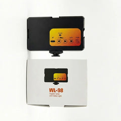 Retail packaging of portable rectangular LED fill light for camera and video shooting