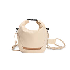 Khaki White version of the AeroFocus Cloud Roll mirrorless camera bag made of premium soft cotton.