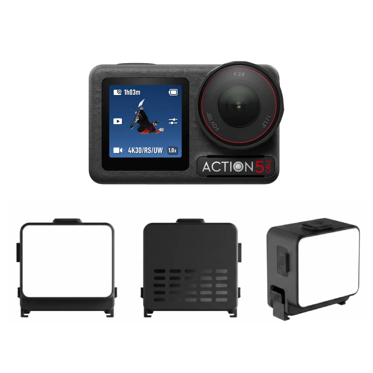 DJI Action 5 Pro magnetic fill light for vlogging and action camera filming