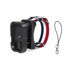 AeroFocus navy and red FrameTap wrist mount for DJI Osmo Pocket 4P