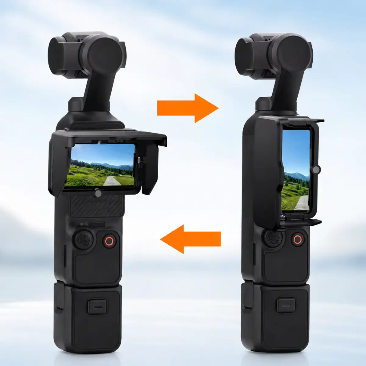 AeroFocus DJI Osmo Pocket 4P screen sun hood horizontal and vertical screen use