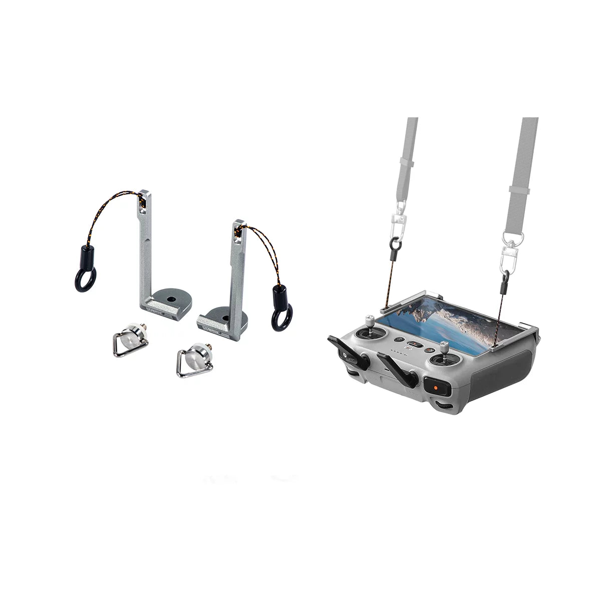 Balanced neck strap mount system for DJI RC 2 remote controller