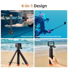 4 in 1 floating stick tripod selfie stick and extension handle for action cameras