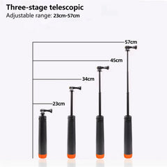 extendable floating selfie stick adjustable from 23cm to 57cm