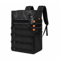 AeroFocus FPV drone backpack left side view with outdoor carrying and storage details