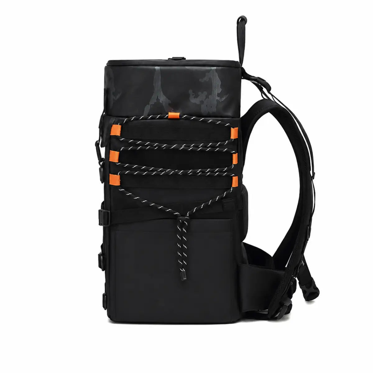 AeroFocus FPV drone backpack right side view with tripod carrying straps