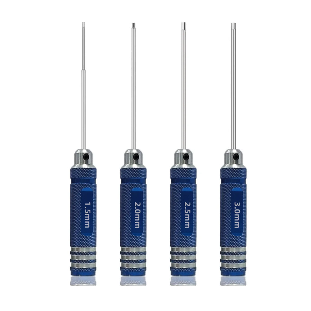 Blue steel hex screwdriver set for RC and drone maintenance