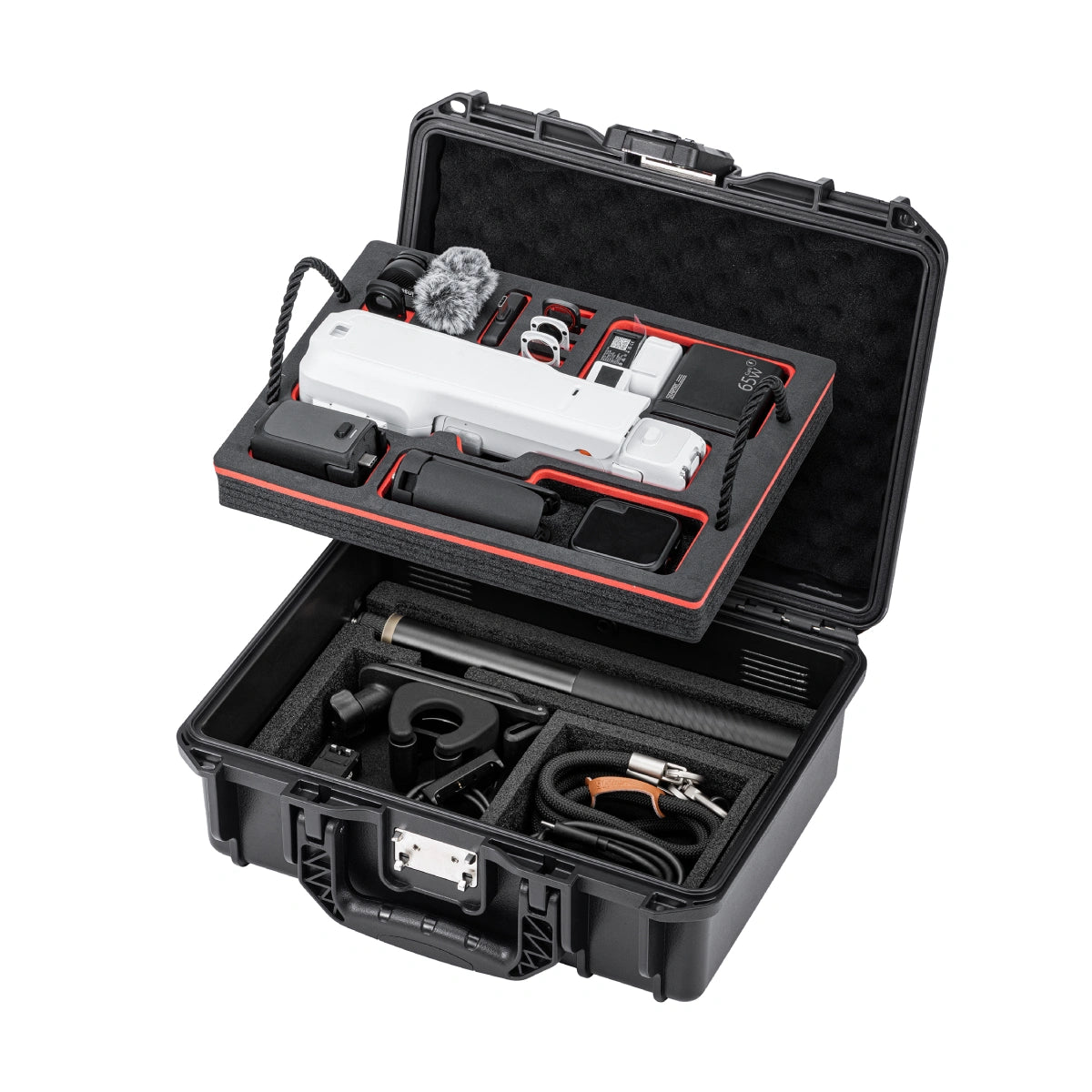 AeroFocus Insta360 Luna Ultra dual-layer hard case with upper and lower accessory storage