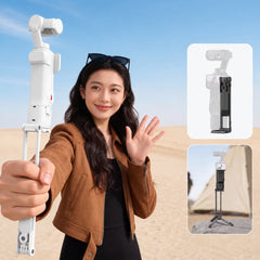AeroFocus magnetic foldable tripod used as a handheld selfie grip with Insta360 Luna Ultra
