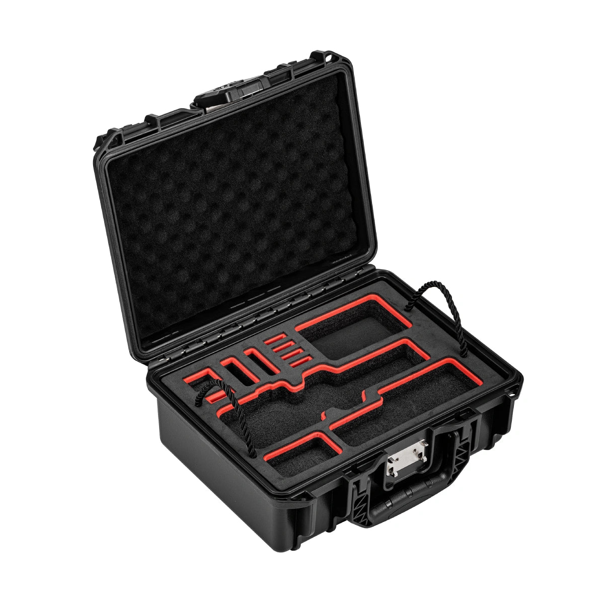 AeroFocus Insta360 Luna Ultra hard case open view with custom foam accessory compartments