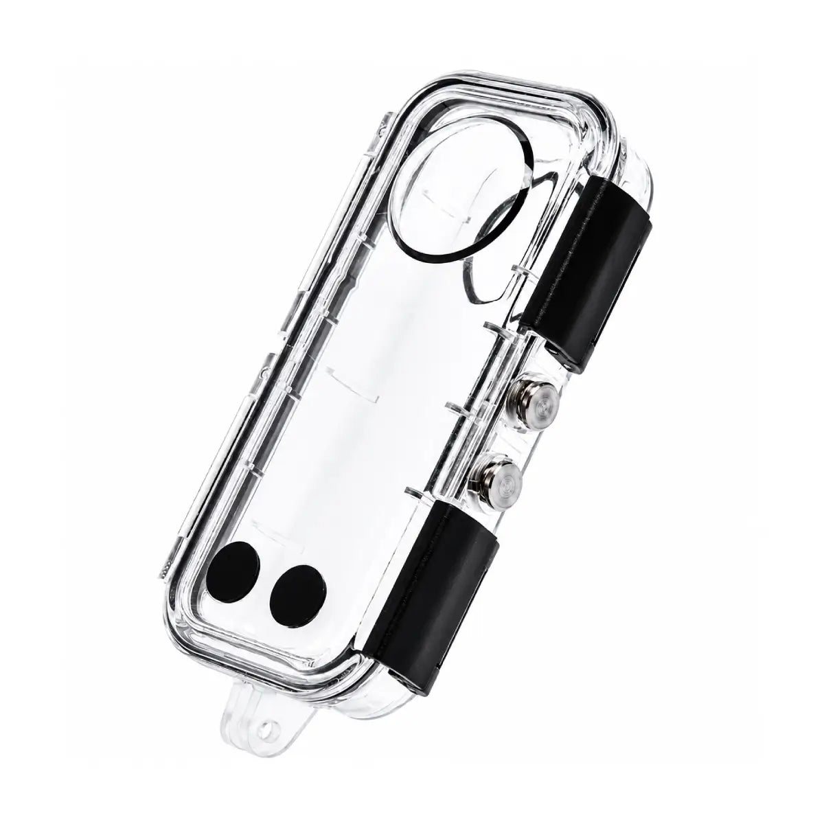 AeroFocus Insta360 X5 waterproof dive housing side view with transparent PC body