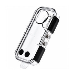 AeroFocus Insta360 X5 waterproof dive housing side view with transparent PC body