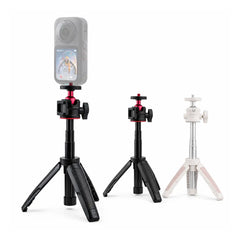 AeroFocus mini tripod selfie stick with cold shoe mounted with Insta360 X6