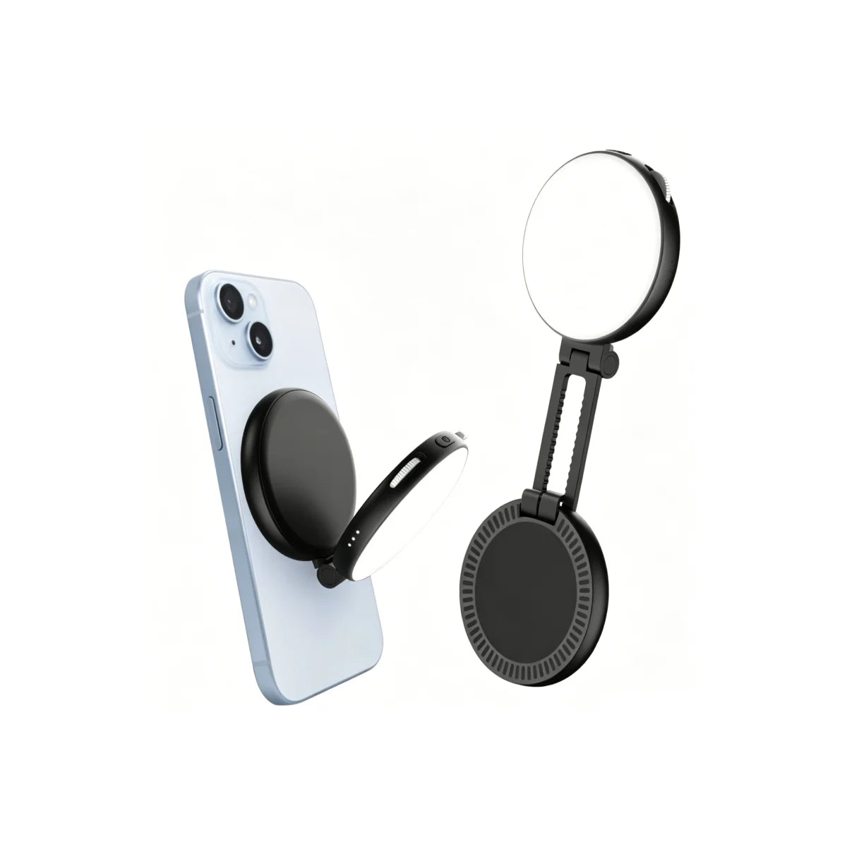 Magnetic foldable phone fill light for MagSafe iPhone and smartphone vlogging