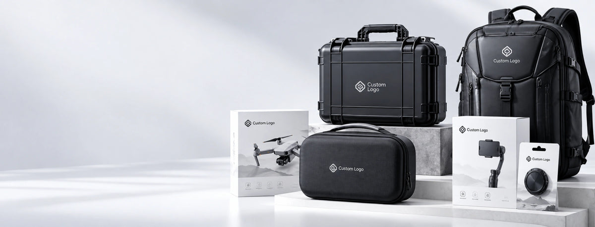 AeroFocus OEM and private label solutions featuring custom branded protective cases, EVA carrying bags, backpacks and retail packaging.
