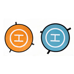Double-sided drone landing pad showing blue and orange waterproof surfaces