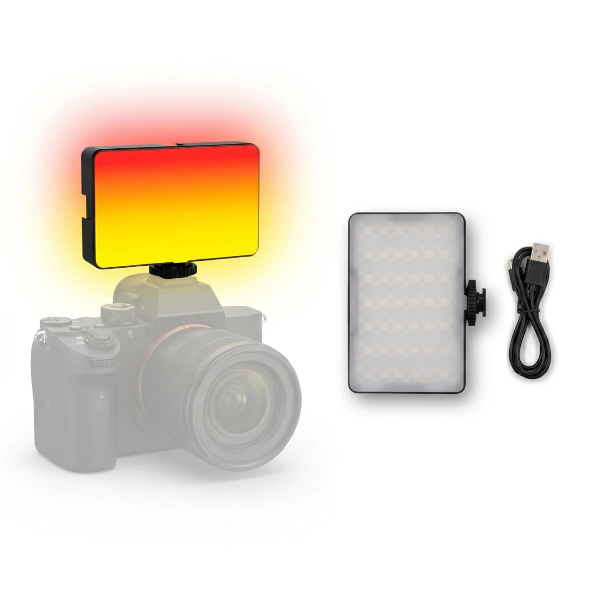 Portable rectangular camera fill light for DSLR, mirrorless camera, smartphone, and video shooting