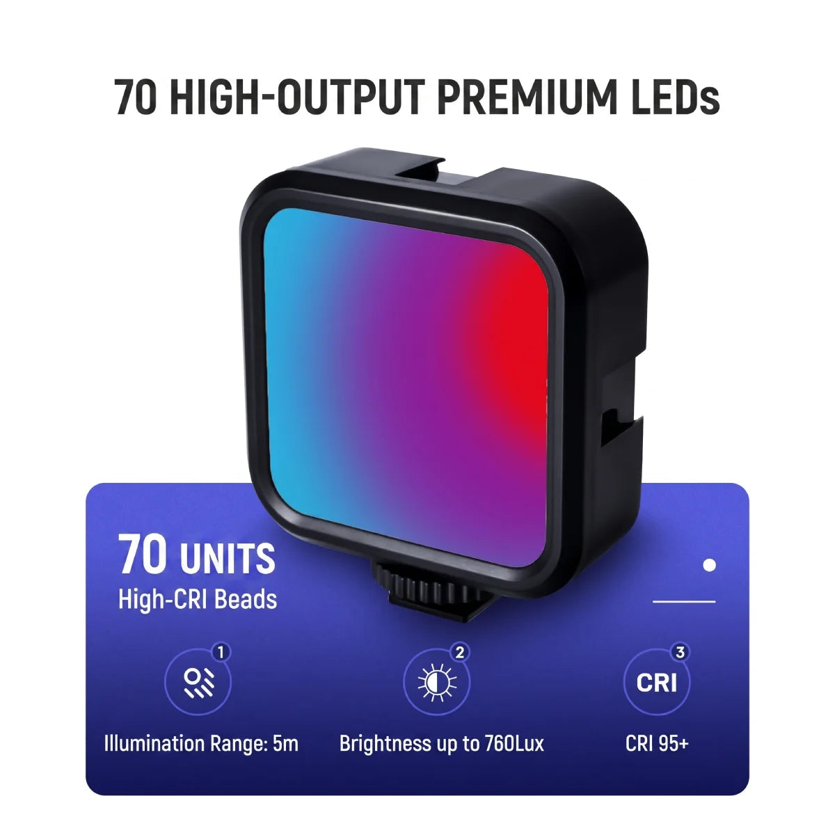 RGB mini pocket light with 70 LED beads and 760LUX high brightness output